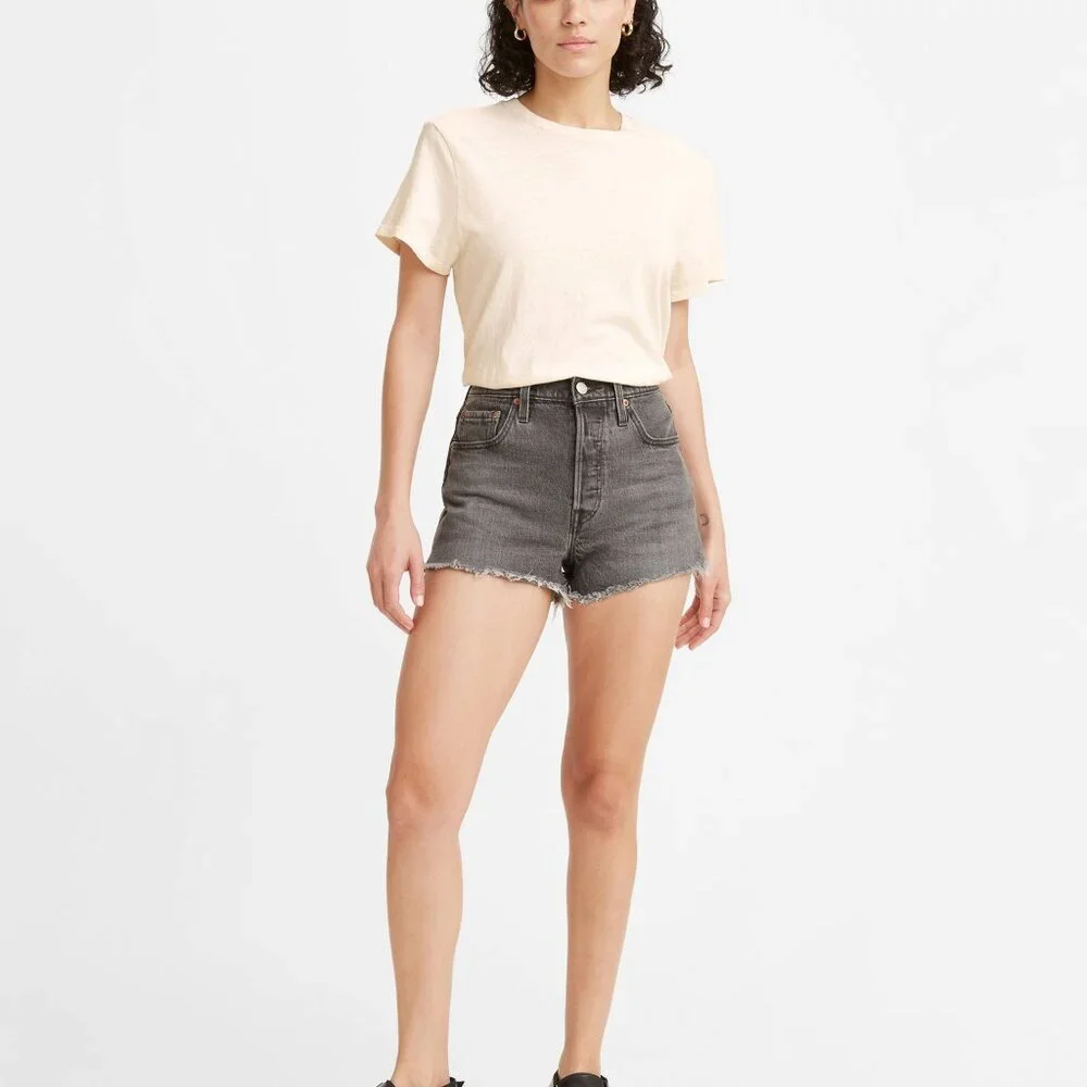 Levi’s Premium Washed Black High‎ Rise 501 Shorts